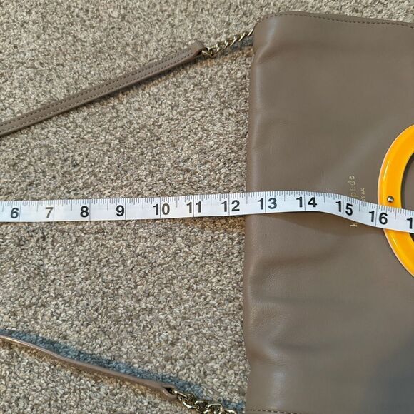 Kate Spade taupe gray supple leather acrylic chain shoulder bag Perry Shoreline - Picture 9 of 11